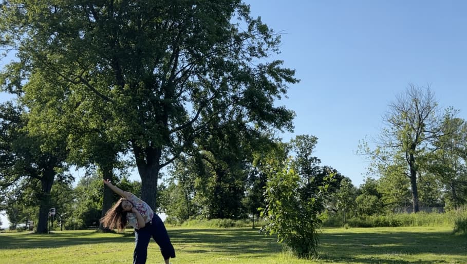 Katrina Atkin dancing in the park