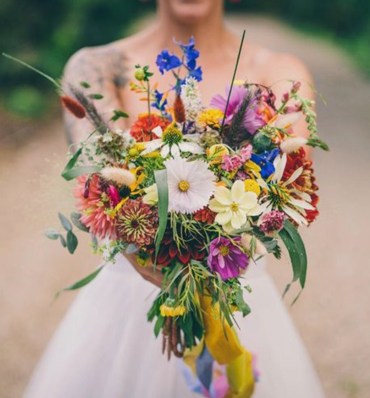 Pinterest image of colorful bouquet.