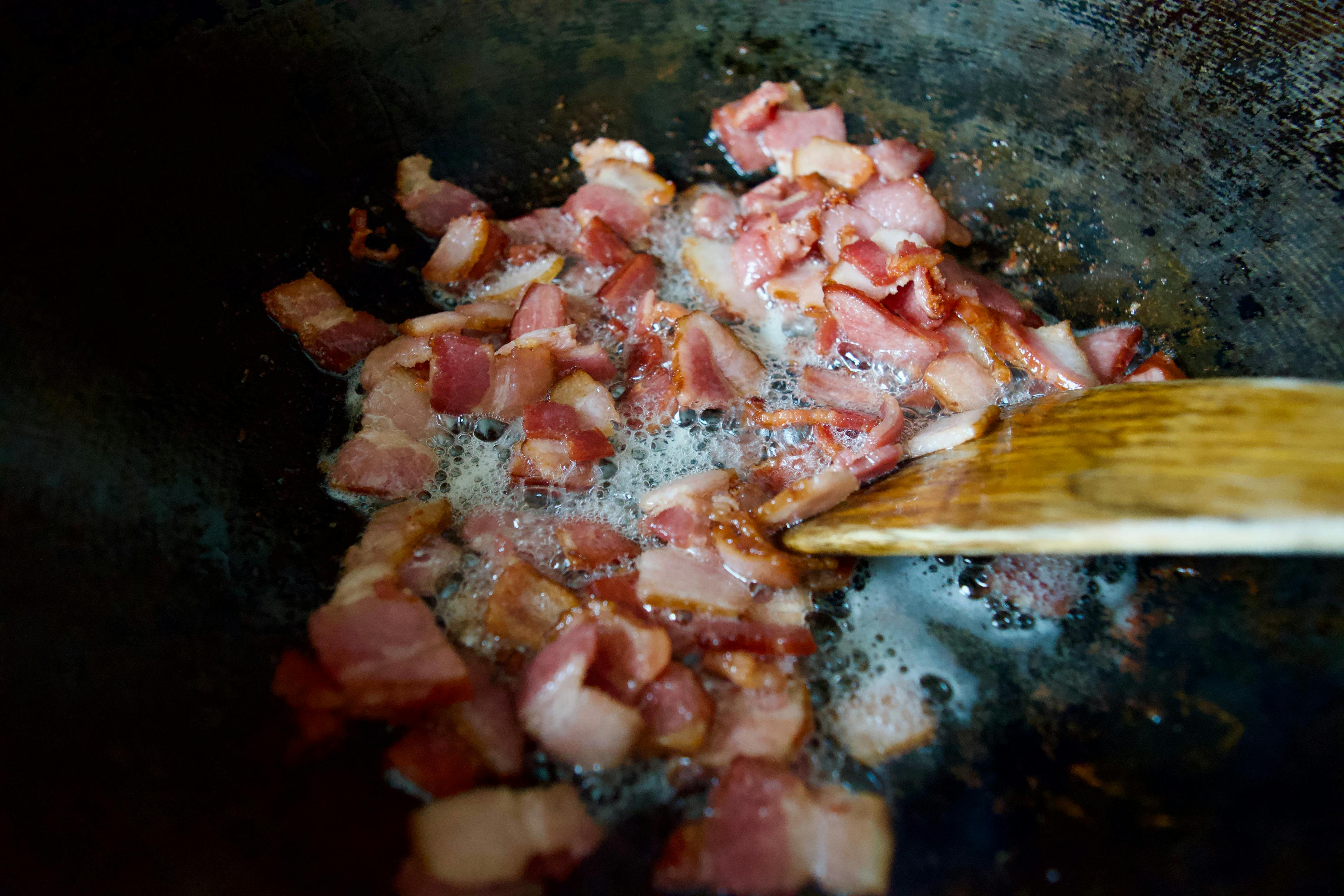 Bacon cooking.