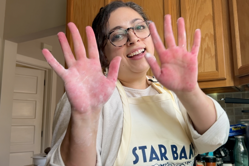 Showing my pink hands