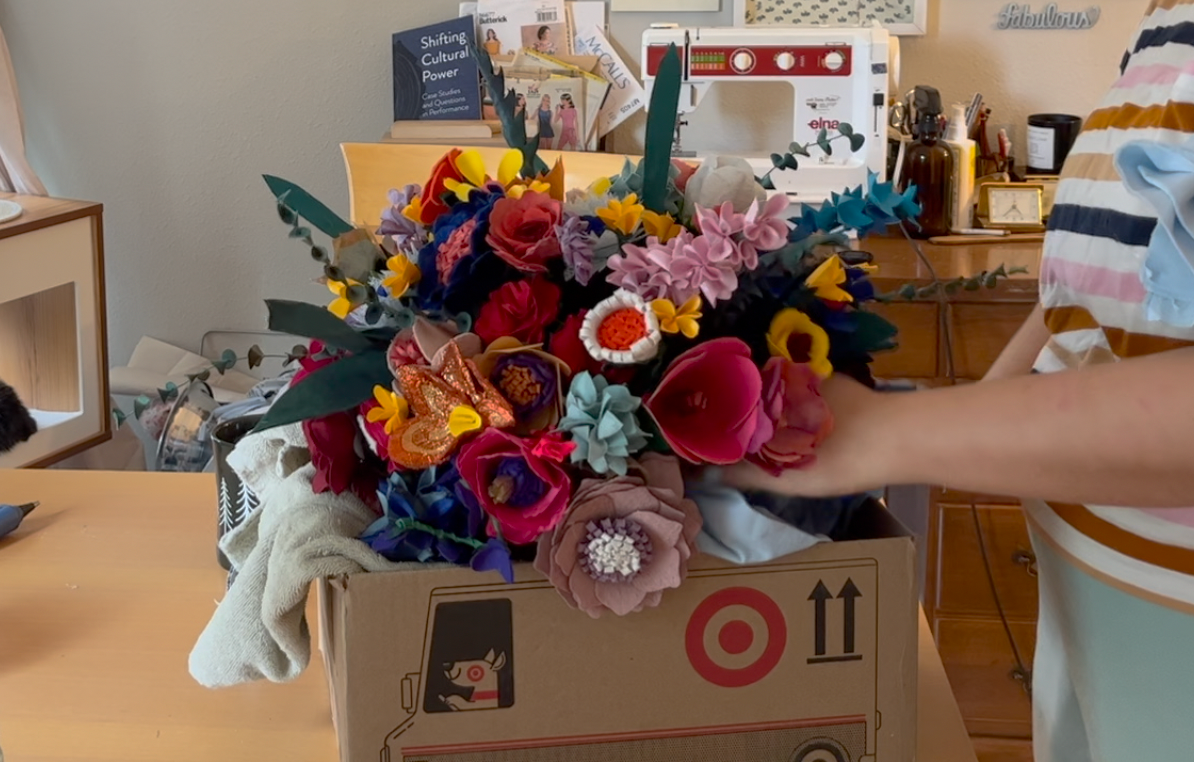 Packing the bouquet into a box