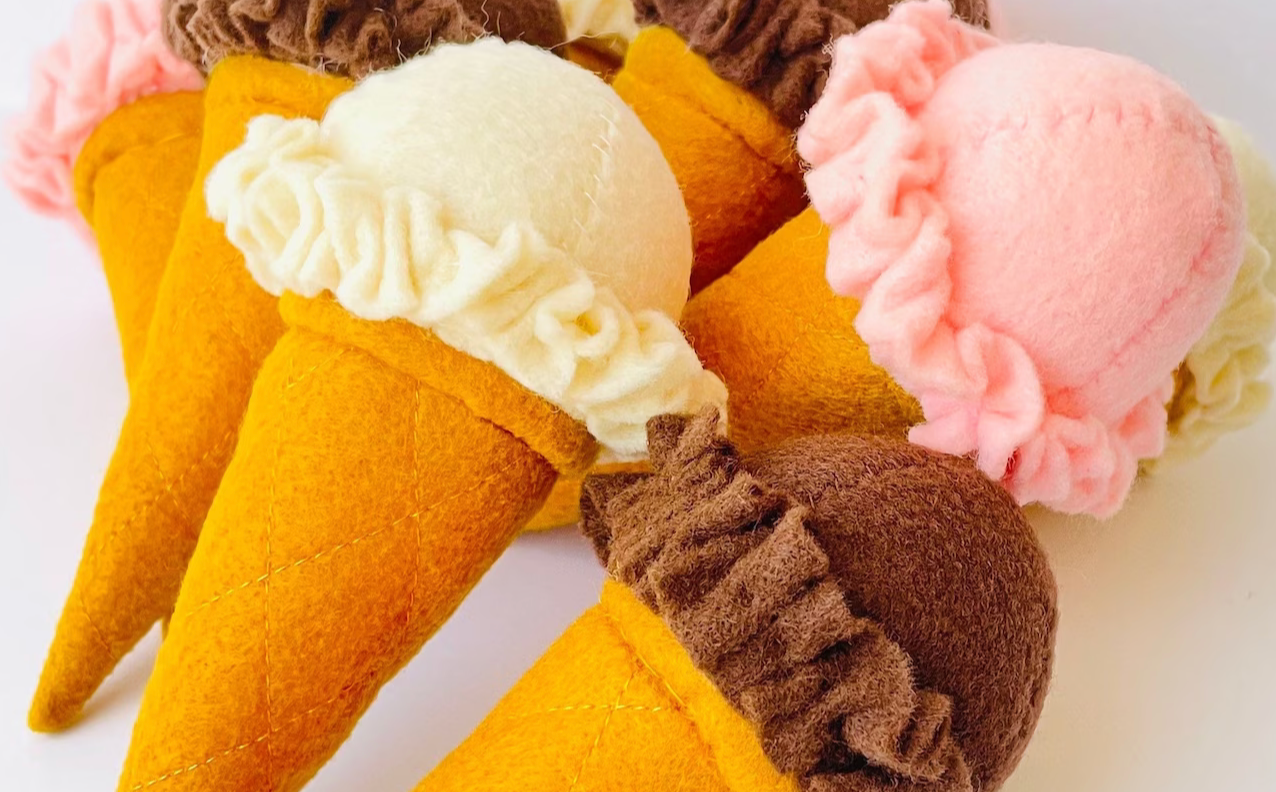 Fabric ice cream cones on Etsy