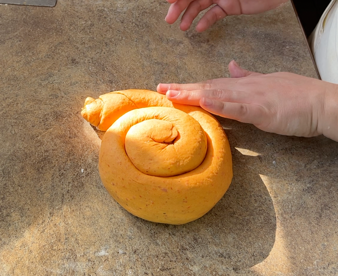 Shaping the snail roll and the end really looks quite suggestive
